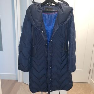 Tahari Fitted Down Quilted Puffer Coat